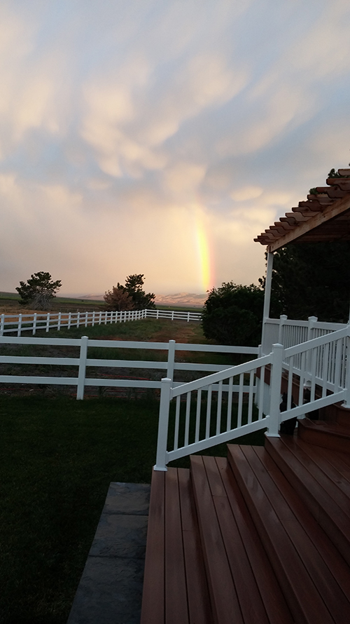 View of Deck at Sexual Addiction Treatment Center with Rainbow in Background