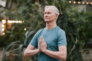 An image of a man practicing yoga